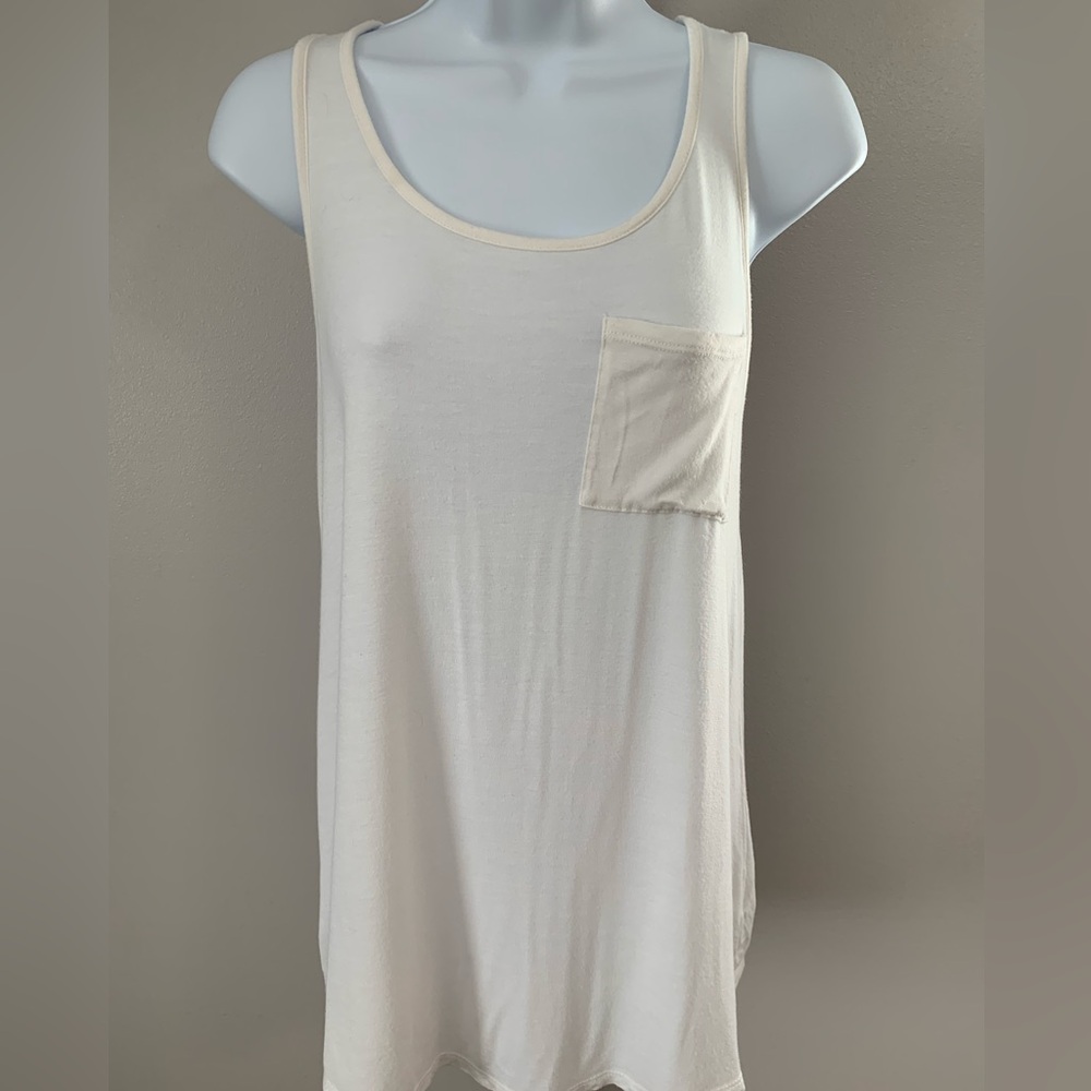 Pink Rose White Tank Top with Pocket